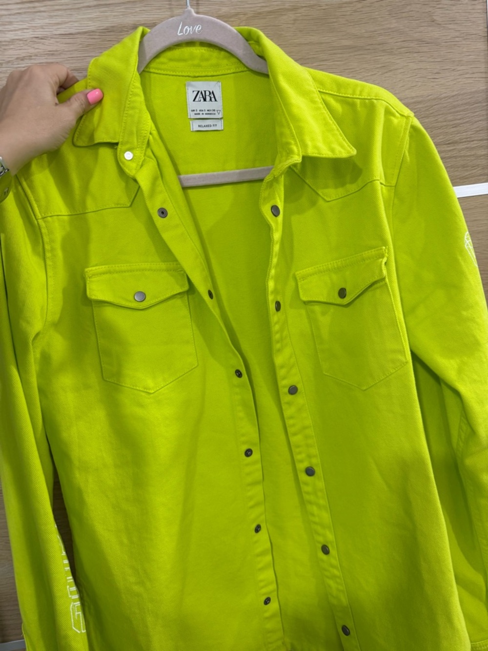 ZARA Neon Lime Snap-Front Shirt Jacket